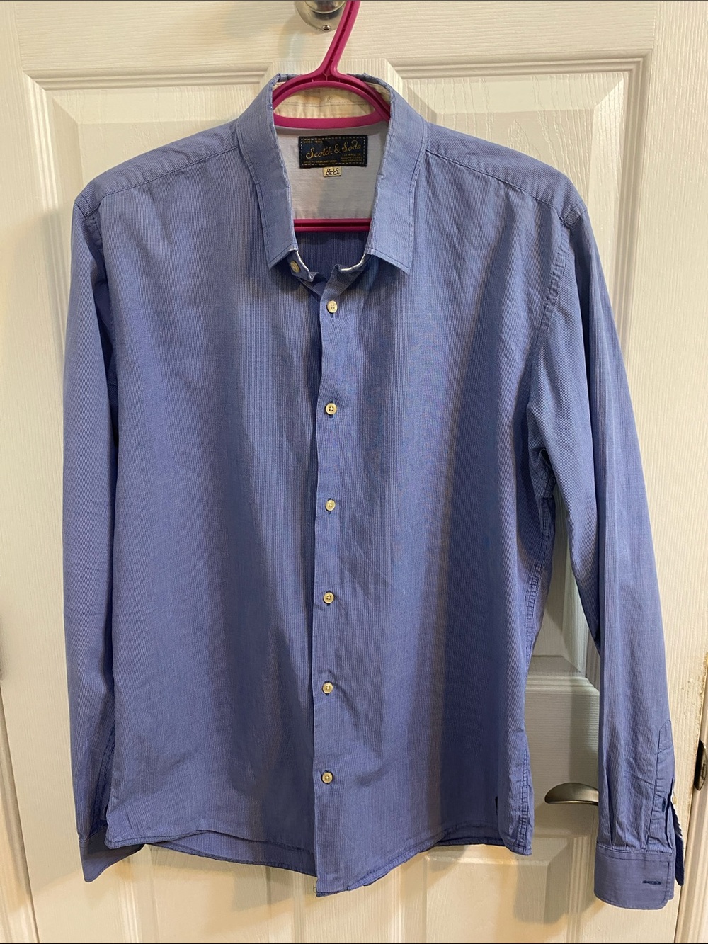 Scotch & Soda Men’s Blue Dress Button Down Shirt Size Large Office Quality Goods